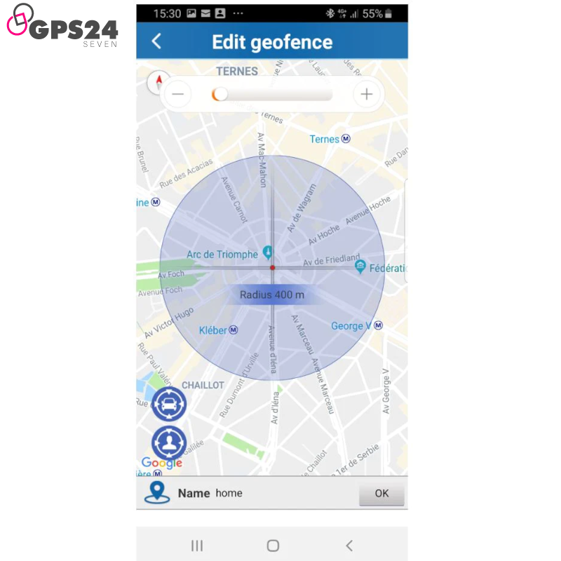 Geofence alert on free iOS-Android App. Hardwire GPS tracker