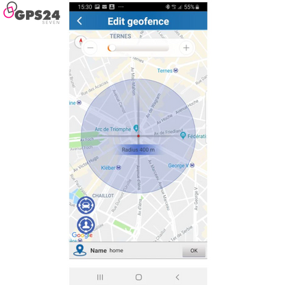 Geofence alert on free iOS-Android App. Hardwire GPS tracker